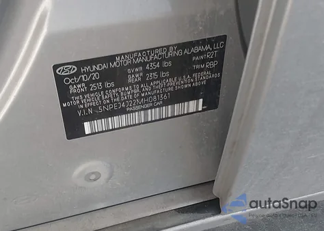 2021 Hyundai Sonata Sel Plus из США, поврежденный, VIN 5NPEJ4J22MH081361